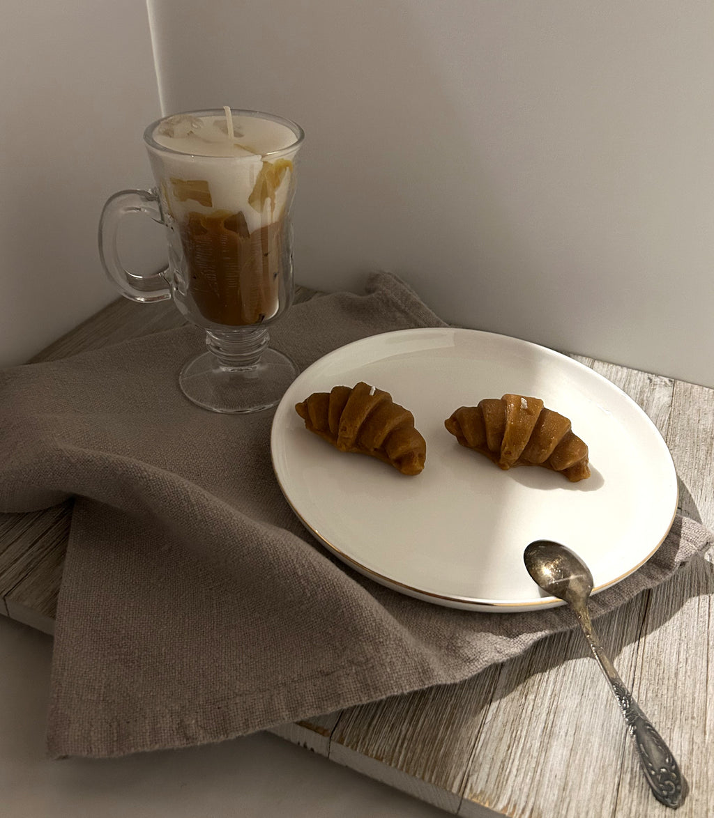 🕯️ Iced Coffee & Croissant Candle Set (3 pcs) | Chocolate Aroma | Handmade Soy Wax | Mendeleev Atelier