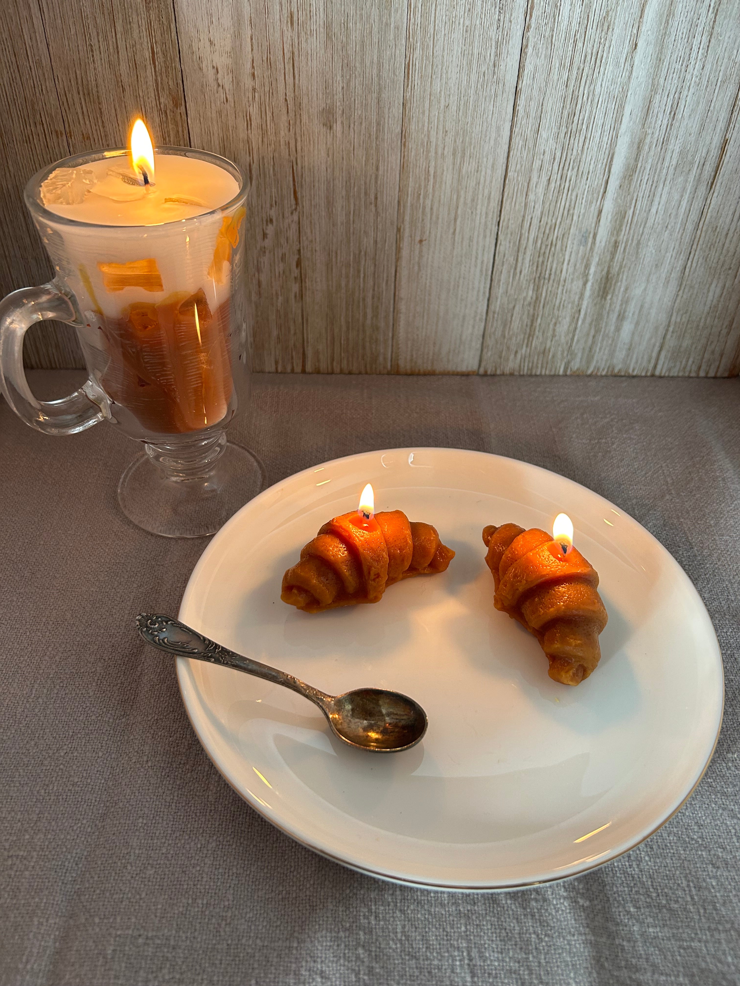 🕯️ Iced Coffee & Croissant Candle Set (3 pcs) | Chocolate Aroma | Handmade Soy Wax | Mendeleev Atelier