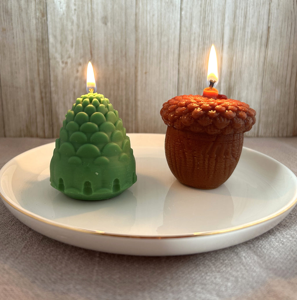 🌲 Pine Cone & Acorn Candle Set (200g) | Woodland Scent Soy Candles | Mendeleev Atelier