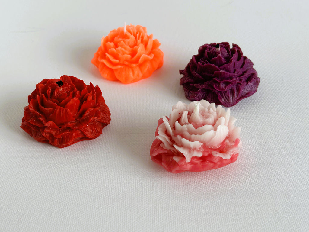 🕯️ Floral Candle Set (4 pcs, 100g) | Handmade Soy Wax Flower Candles | Gift Set | Mendeleev Atelier