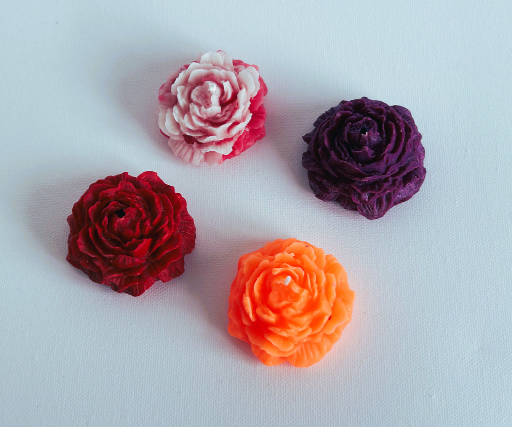 🕯️ Floral Candle Set (4 pcs, 100g) | Handmade Soy Wax Flower Candles | Gift Set | Mendeleev Atelier