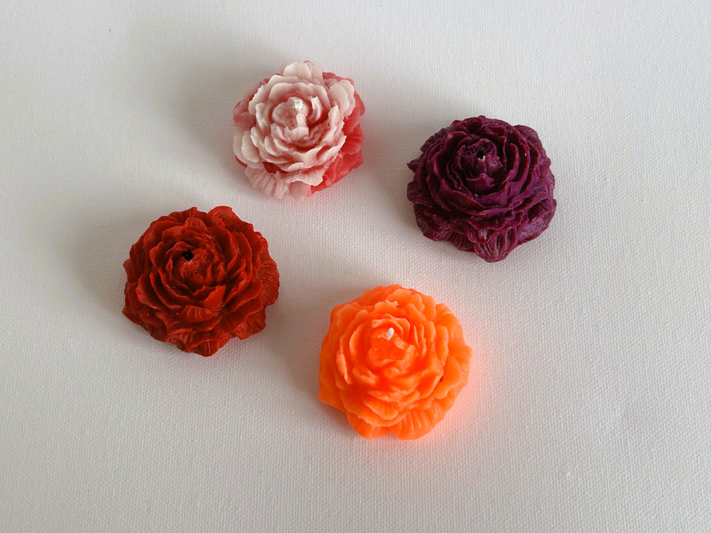 🕯️ Floral Candle Set (4 pcs, 100g) | Handmade Soy Wax Flower Candles | Gift Set | Mendeleev Atelier