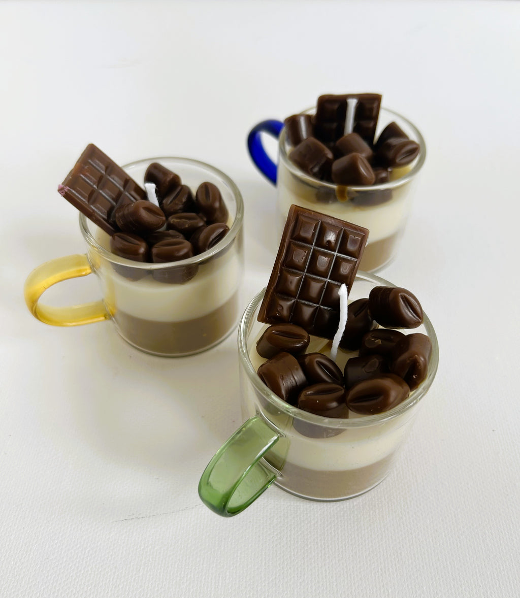 🕯️ Chocolate Coffee Candle (50g) | Dessert Candle in Glass Cup | Handmade Soy Wax | Mendeleev Atelier