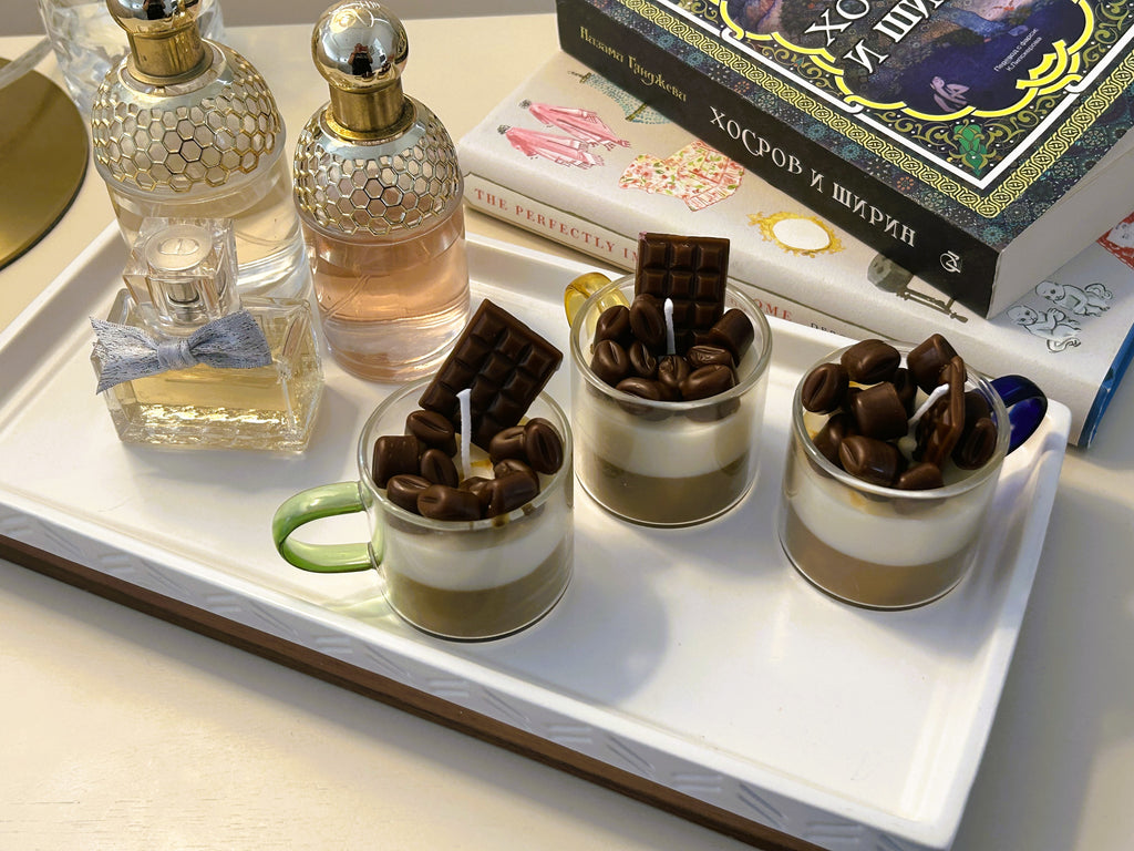 🕯️ Chocolate Coffee Candle (50g) | Dessert Candle in Glass Cup | Handmade Soy Wax | Mendeleev Atelier